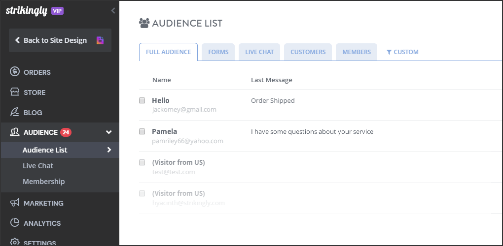 Screenshot of Strikingly user's site analytics Screenshot of Strikingly user's site analytics